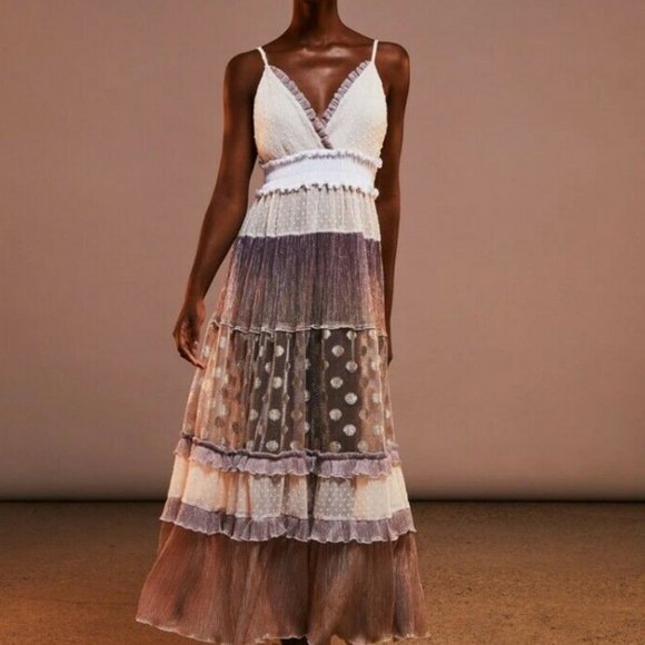 CHIO DI STEFANIAD LONG MAXI V- NECK DRESS size SM - Picture 3 of 8